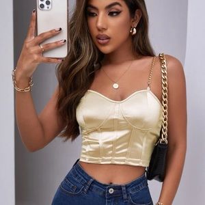 SHEIN Gold Bustier Top